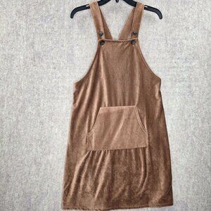 Brown Corduroy Pinafore Dress With Pocket By Ginger G  Size S  Polyester/Spandex